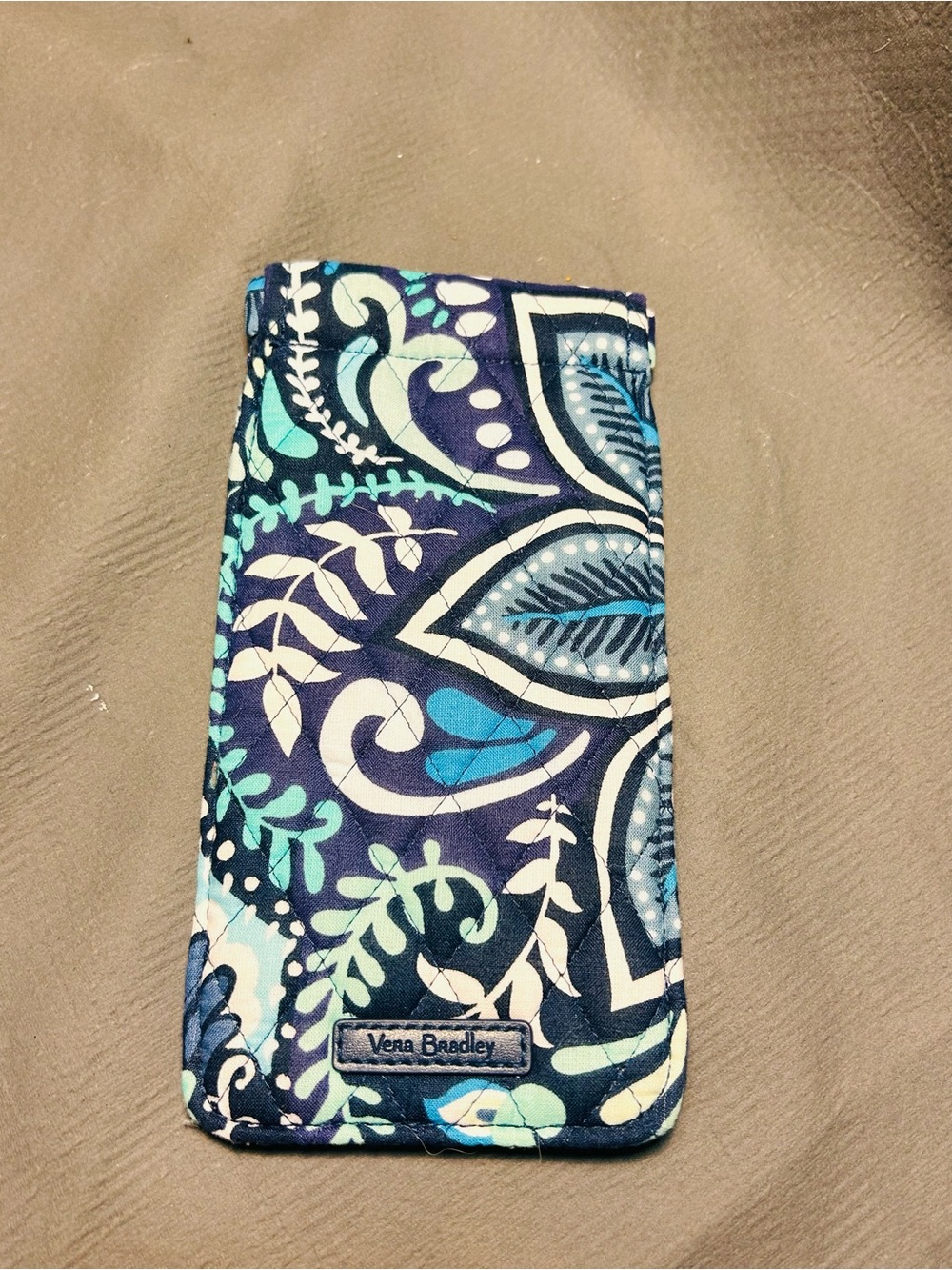 Vera Bradley Navy and Teal Floral Quilted Eyeglass Sleeve
